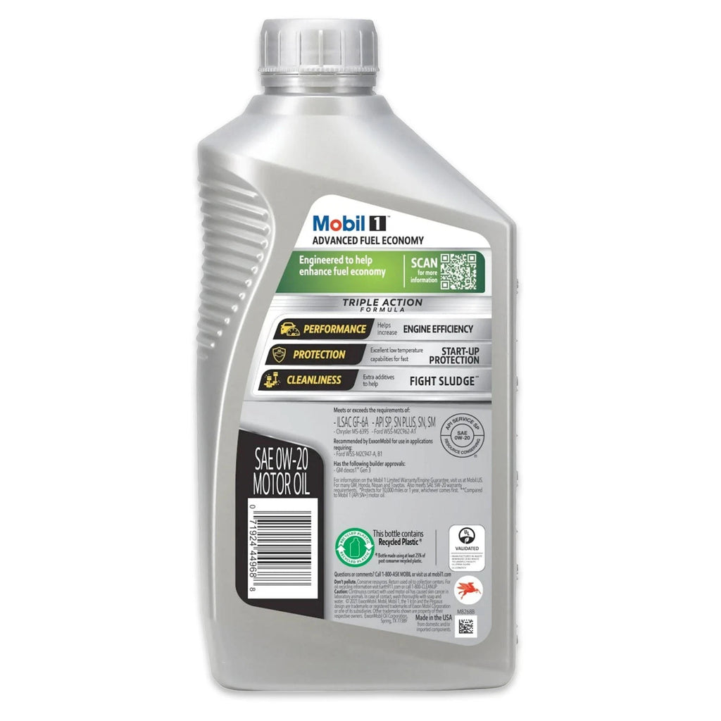 Mobil 1 Advanced 0W-20 Full Synthetic Engine Oil, Improves Fuel Economy, Case of 6 Qts.