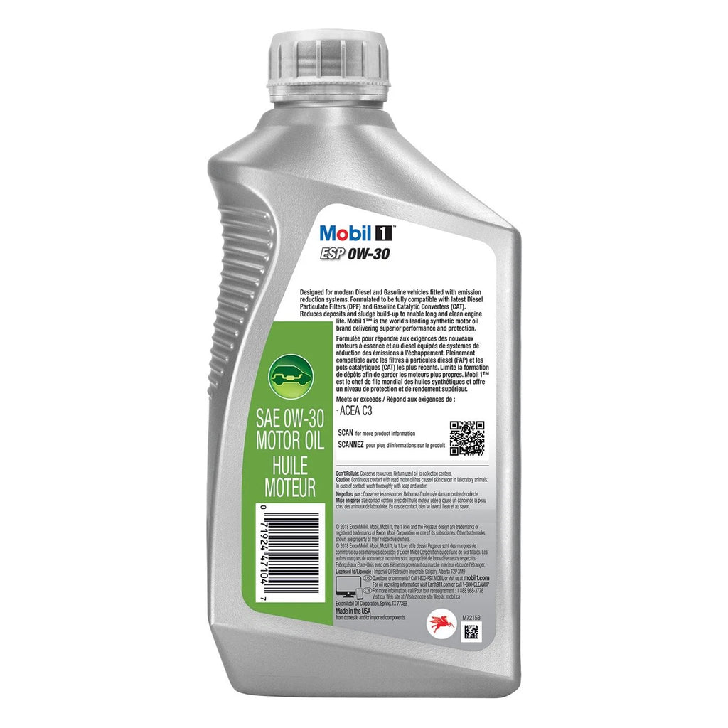 6 Pack Mobil 1 121218 0W-30 ESP Motor Engine Oil - 1 Quart New Free Shipping