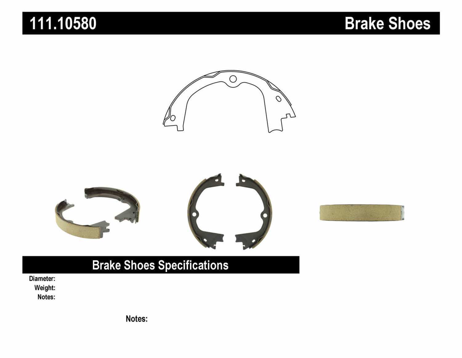 Rr Parking Brake Shoes  Centric Parts  111.10580
