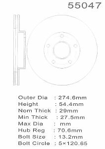 Frt Disc Brake Rotor  Promax  20-55047