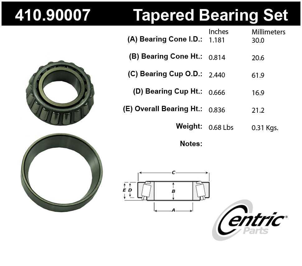 Frt Inner Brng Set  Centric Parts  410.90007