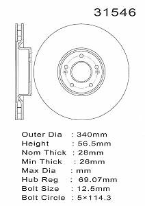 PROMAX Premium Geo-Coated Brake Rotor 20-31546