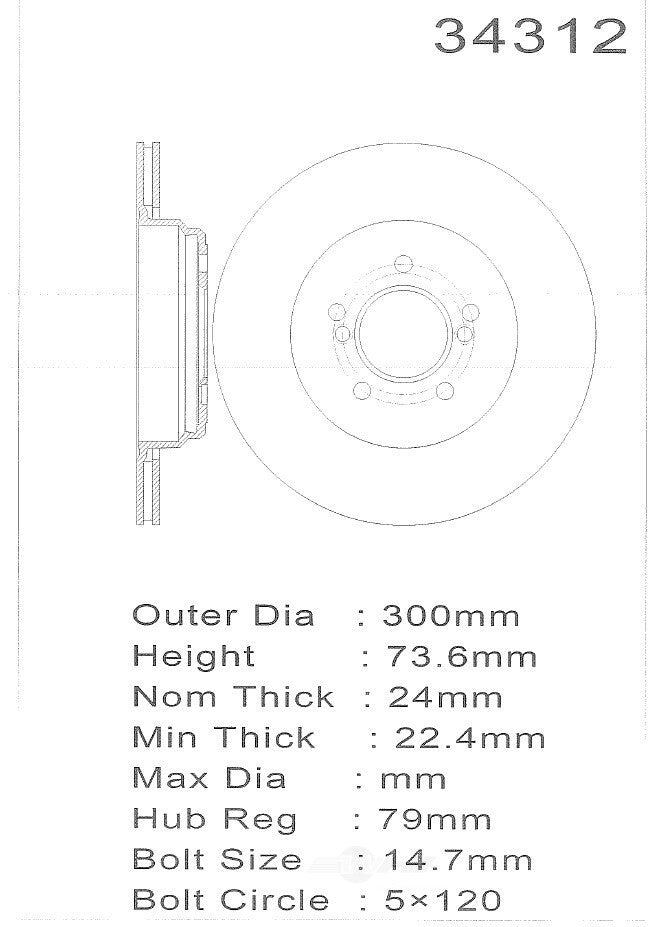 PROMAX Premium Geo-Coated Brake Rotor 20-34312