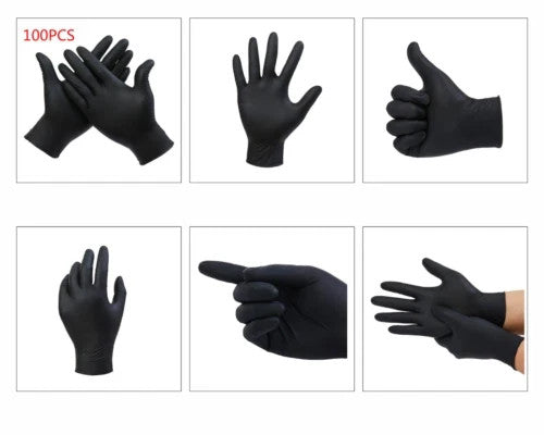 6 Mil Black Nitrile Gloves Disposable Heavy Duty Powder Free Latex Free Med. 3 Box Bundle