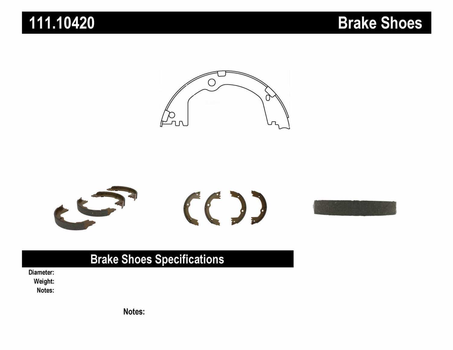 Rr Parking Brake Shoes  Centric Parts  111.10420