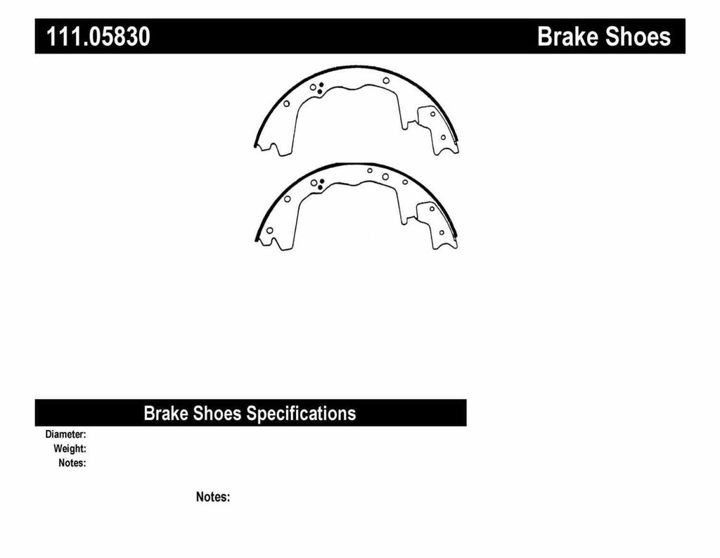 Rr Premium Brake Shoes  Centric Parts  111.05830