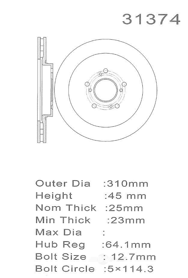 PROMAX Premium Geo-Coated Brake Rotor 20-31374