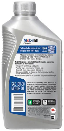 Mobil 1 Motor Oil - 10W30 - Synthetic - 1 qt Bottle - Case of 6 Quarts