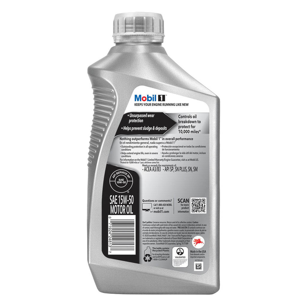 Mobil 1  15W50 Synthetic Motor Oil 1 Case Of 6 Quarts #122377