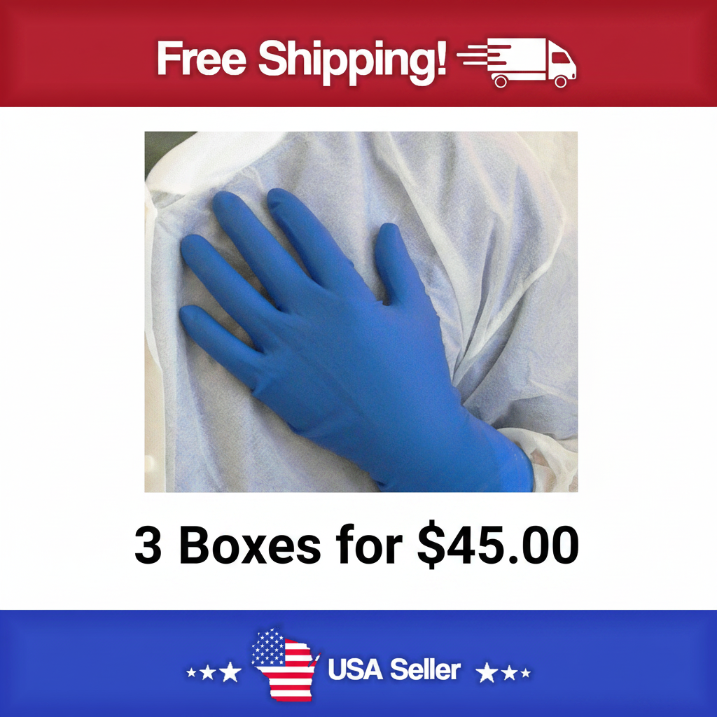 8 Mil Blue Nitrile Gloves Disposable Heavy Duty Powder Free Latex Free XXL 3 Bx Bundle