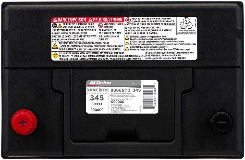 Brand New A-C Delco 34S Battery - 685CCA- 07-2012 Impala - 03-2012 Liberty