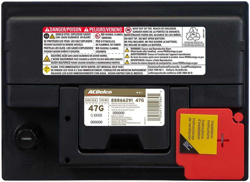 Brand New A-C Delco 47G Battery - 650CCA- 13-2022 Encore 17-2025 Civic