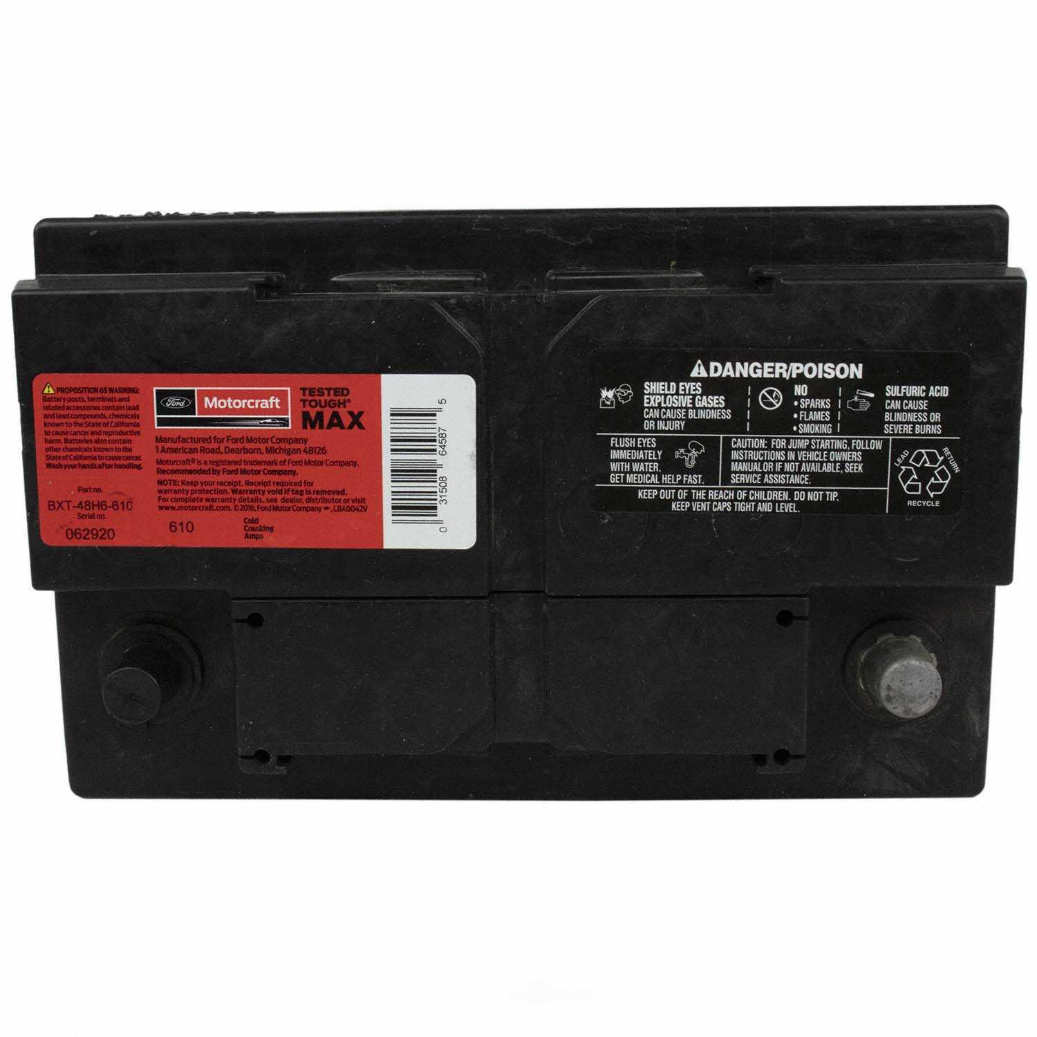 Brand New Vehicle Battery-Tested Tough Max Battery Motorcraft BXT-48H6610 - 36 Month