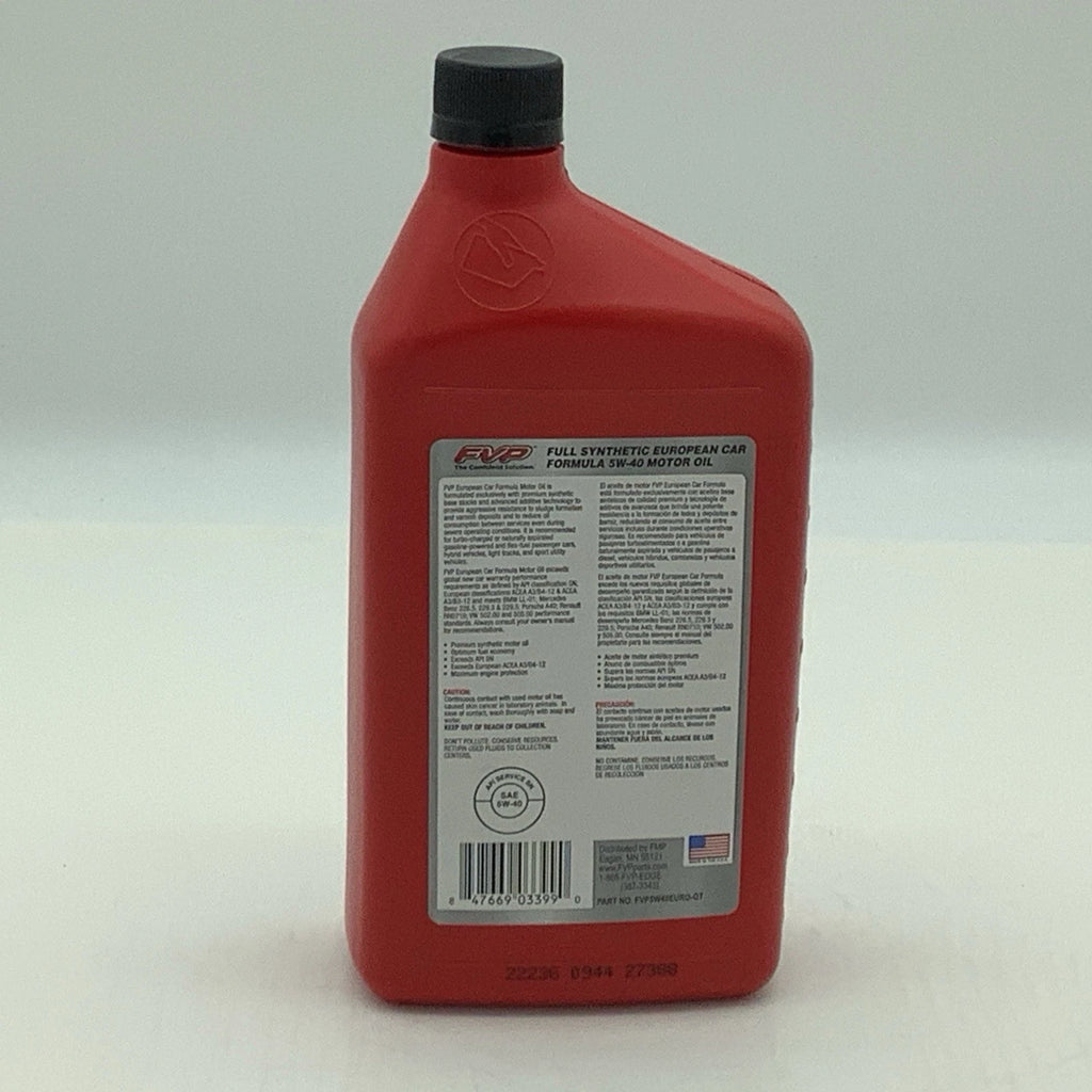 FVP 5W-40 Full Synthetic Motor Oil 6 Pack Of 1 Quart Bottles