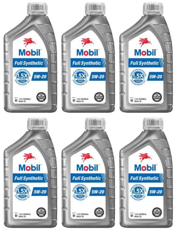 MOBIL Motor Oil: Synthetic, 1 qt Size, 5W-20, Full Synthetic , Case Of 6 Quarts
