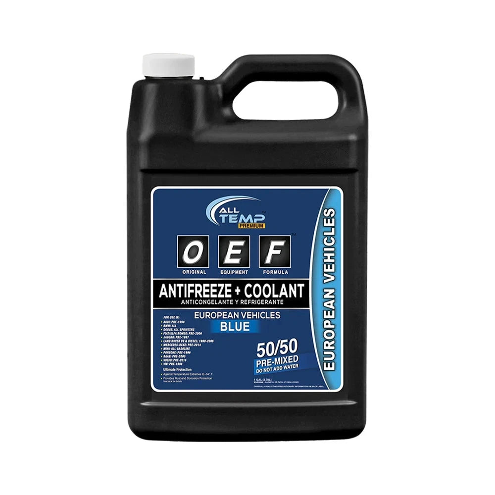 All Temp Premium Euro Blue Antifreeze + Coolant 50/50 Pre-Mixed 1 Gallon