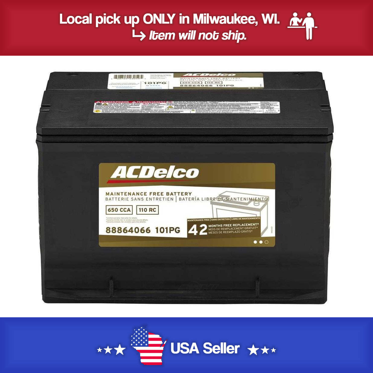 Brand New A-C Delco 101PG Battery - 650CCA - 110RC 2003-07 CTS-SRX-STS