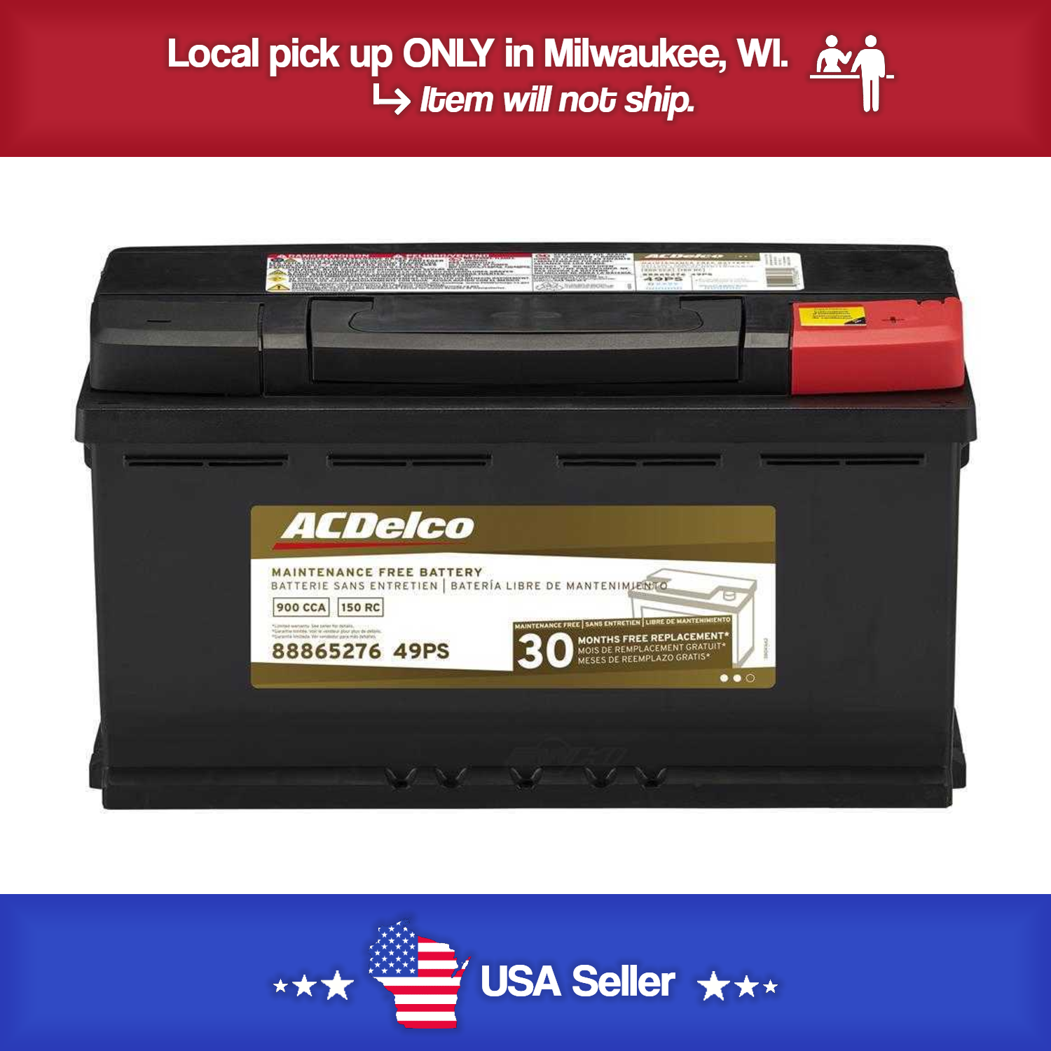 Brand New A-C Delco 49PS Gold Battery - 900CCA- 07-2015 Range Rover - Passat