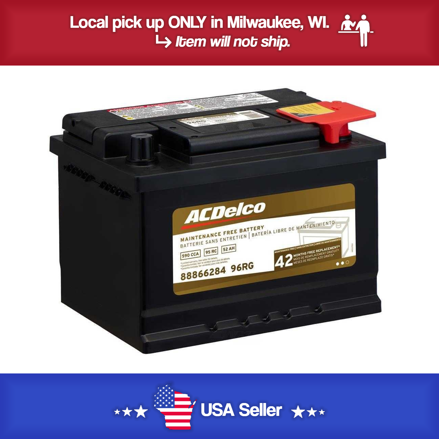 Brand New A-C Delco 96RG Battery - 590CCA -  Ford Escape, Focus, Fusion - 2000-2019