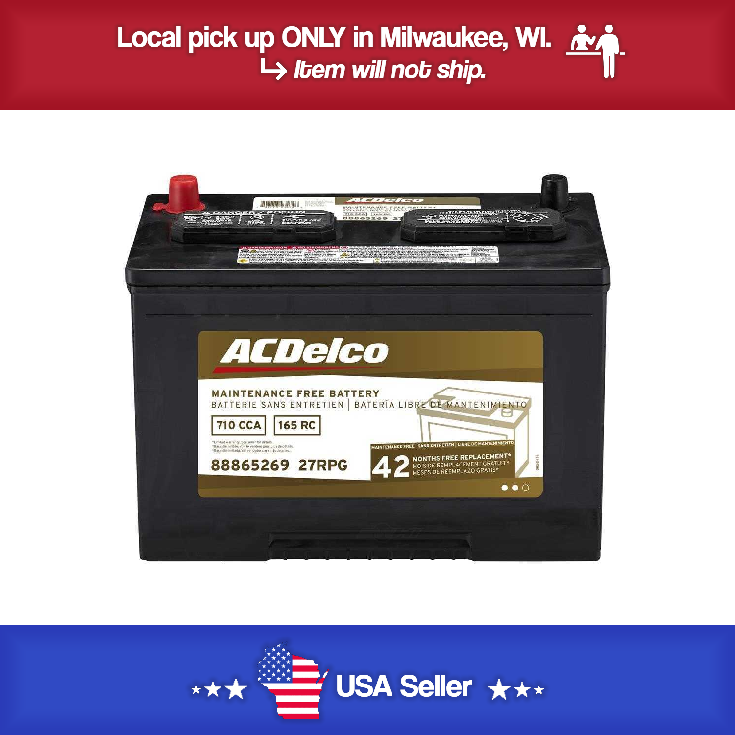 Brand New A-C Delco 27RPG Battery - 710CCA- 05-2015 Armanda/Titan - 04-2010 QX56