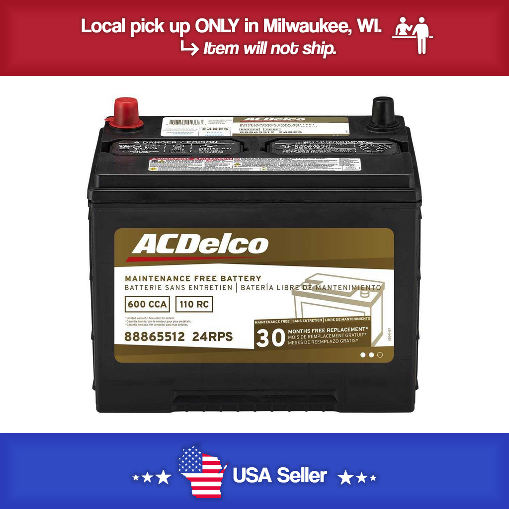 Brand New A-C Delco 24RPS  Battery - 600CCA- 1994-2017 Accord - 03-2015 Pilot