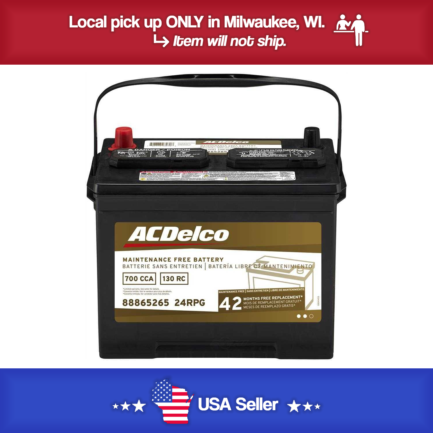 Brand New A-C Delco 24RPG Gold Battery - 700CCA- 1994-17 Accord - 1992-17 Camry