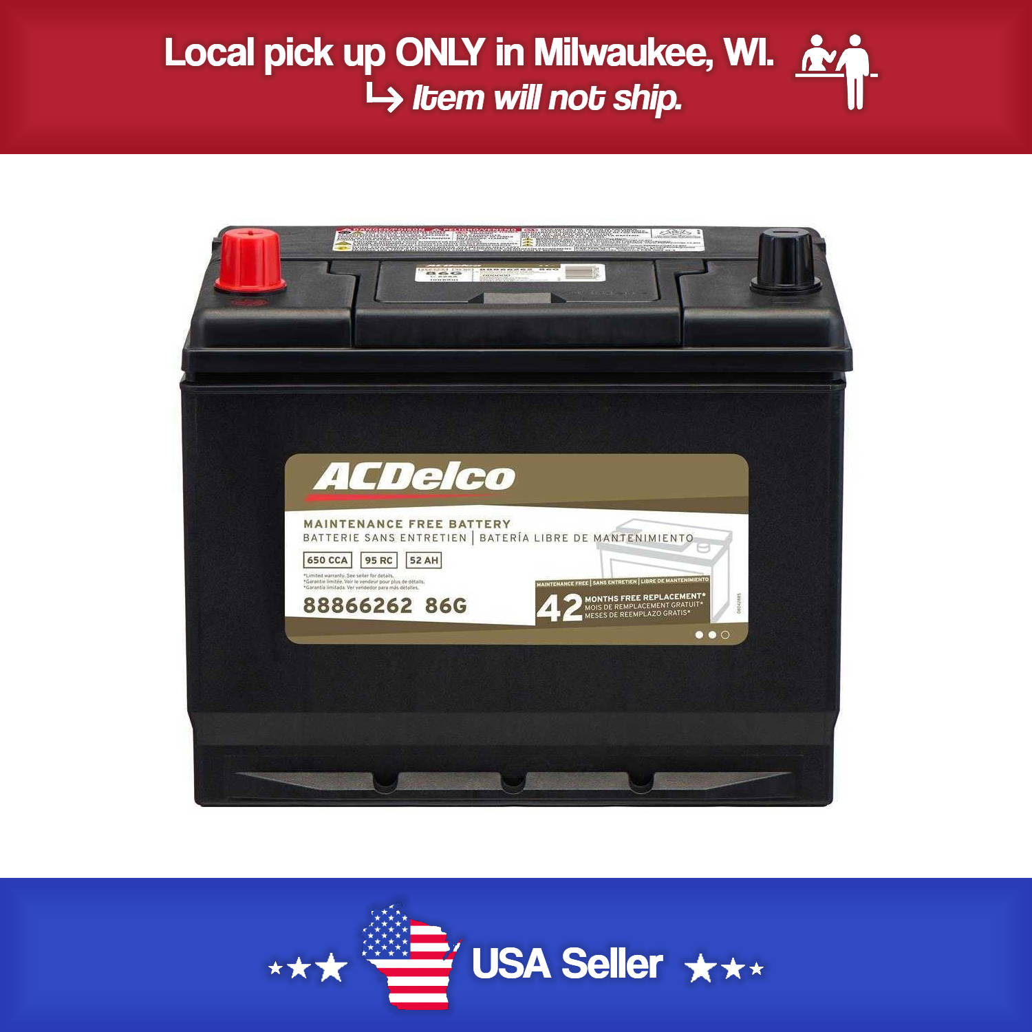 Brand New A-C Delco 86G Battery - 650CCA-95RC - Fits 2009-2020 Journey
