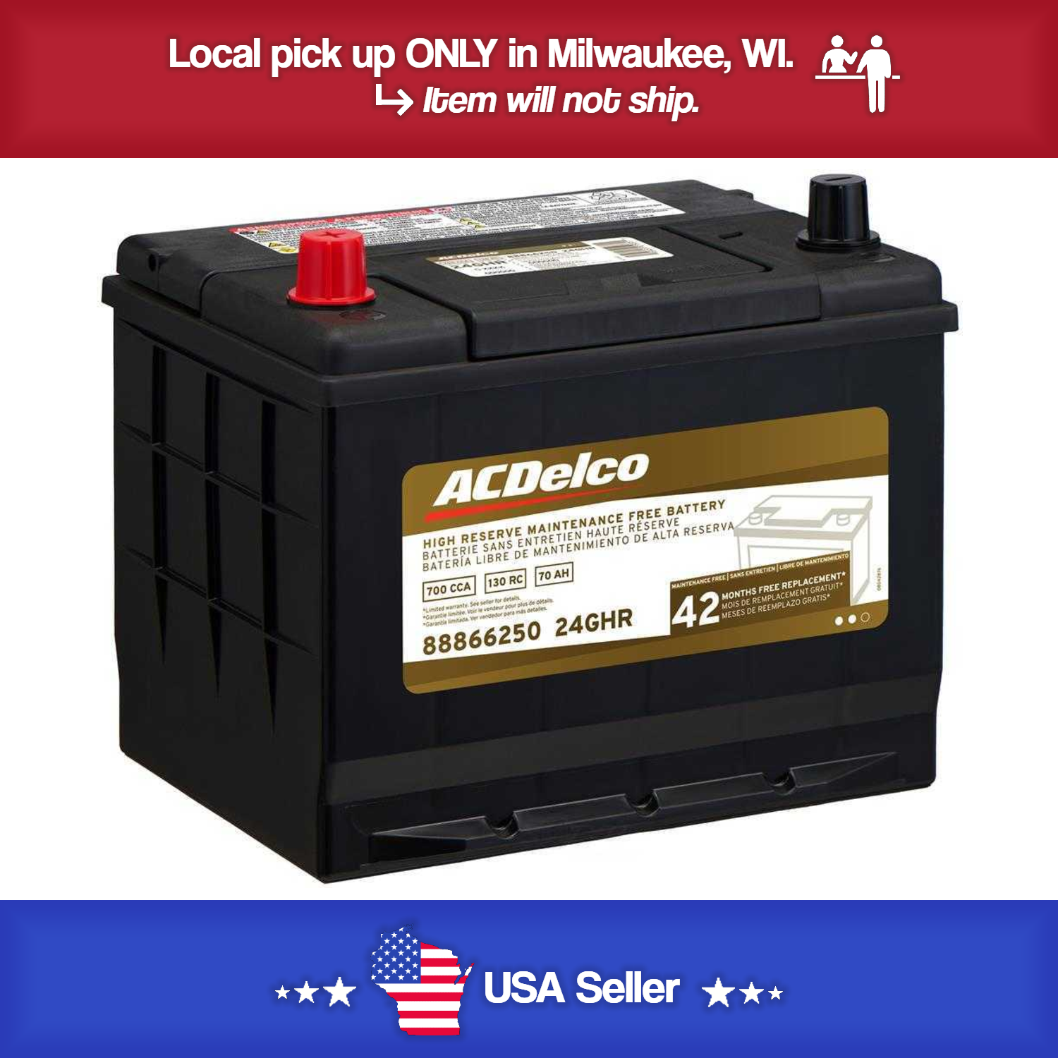 Brand New A-C Delco 24GHR Battery - 700CCA - 130RC 42 Month Warranty