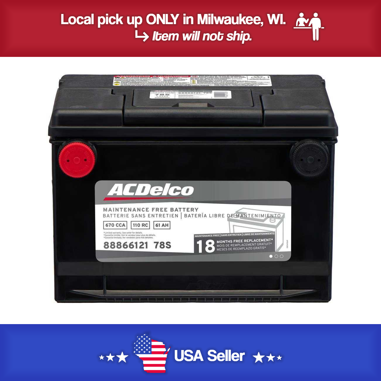 Brand New A-C Delco 78S Battery - 670CCA-110RC - 99-2007 Siverado - 03-09 Topkick