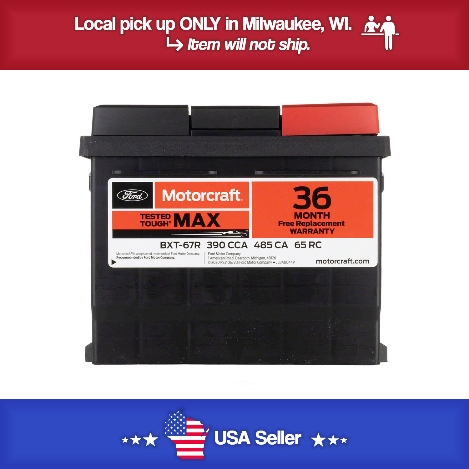 Brand New Vehicle Battery-Tested Tough Max Battery Motorcraft BXT-67R - 36 Month