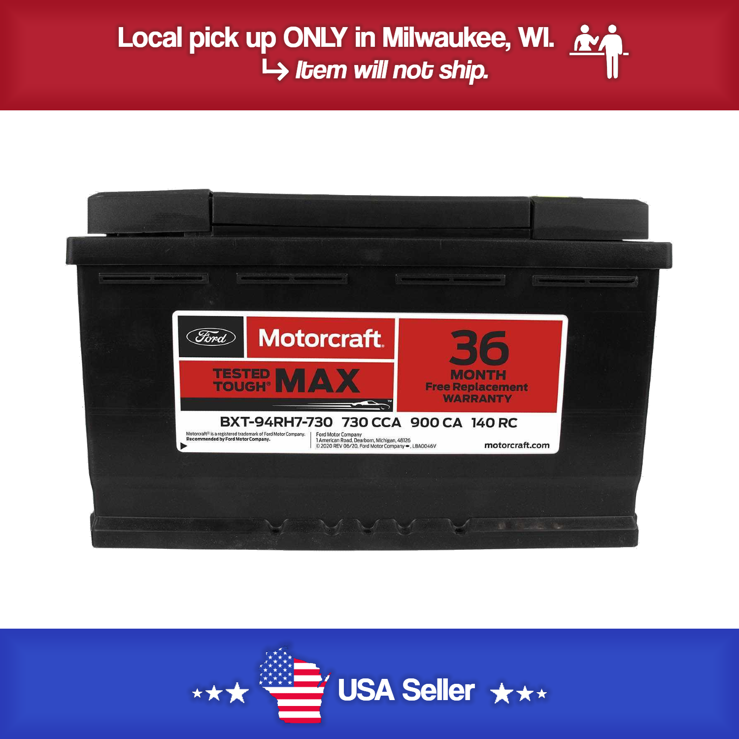 Brand New Vehicle Battery-Tested Tough Max Battery Motorcraft BXT-94RH7-730