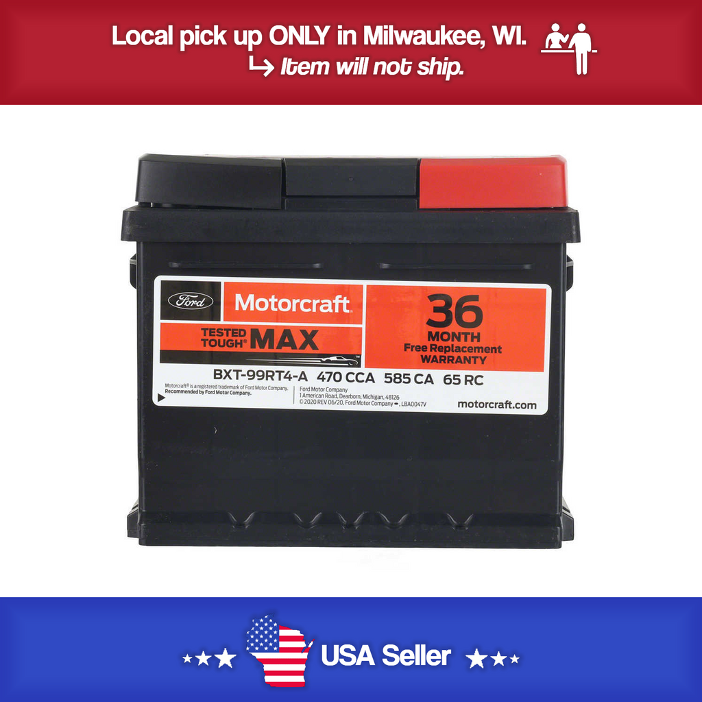 Brand New Vehicle Battery-Tested Tough Max Battery Ford Motorcraft BXT-99RT4-A 36 Month