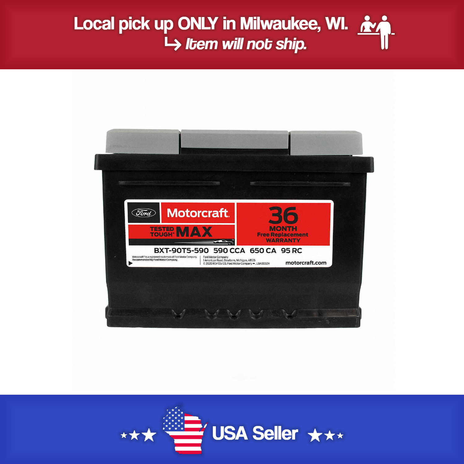 Brand New Vehicle Battery-Tested Tough Max Battery Motorcraft BXT-90T5-590 - 36 Month