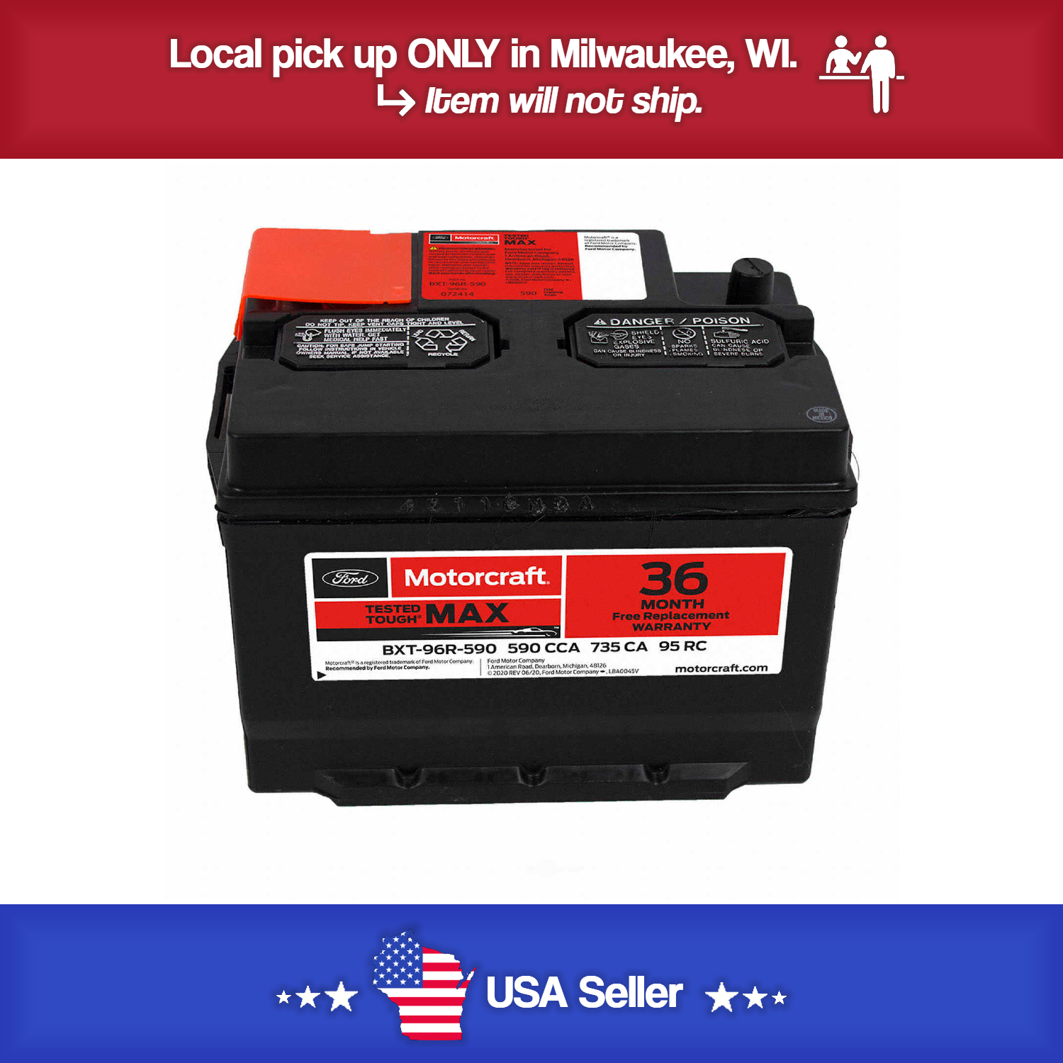 Brand New Vehicle Battery-Tested Tough Max Battery Motorcraft BXT-96R-590