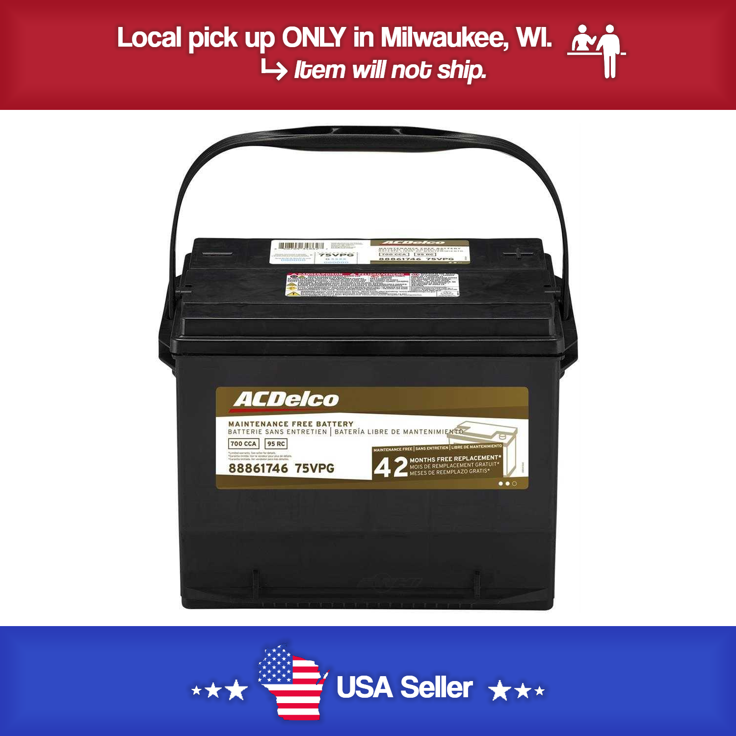Brand New A-C Delco 75VPG  Battery - 700CCA - 1996 - 06 Express & Topkick