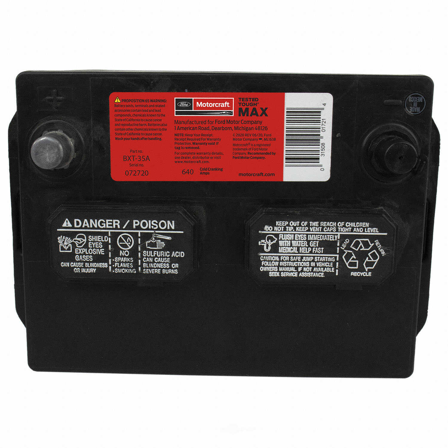 Brand New Vehicle Battery-Tested Tough Max Battery Motorcraft BXT-35-A - 36 Month