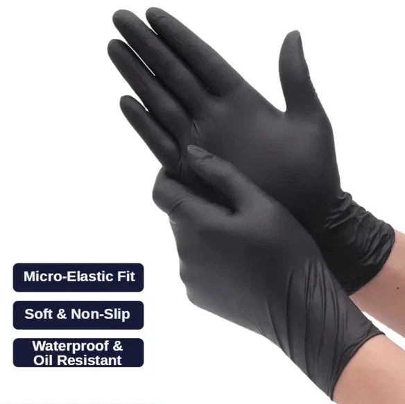 4 Mil Black Nitrile Gloves Disposable Heavy Duty Powder Free Latex Free LG 3 Bx Bundle