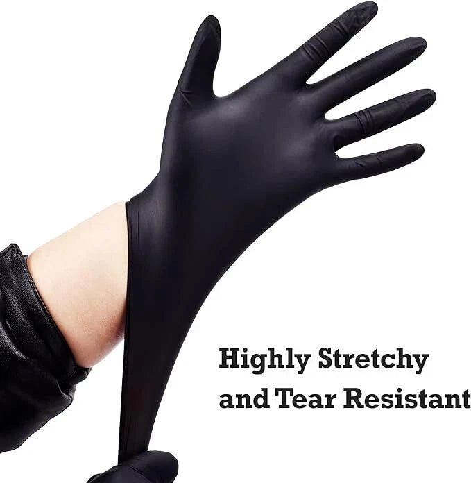 6 Mil Black Nitrile Gloves Disposable Heavy Duty Powder Free Latex Free Med. 3 Box Bundle