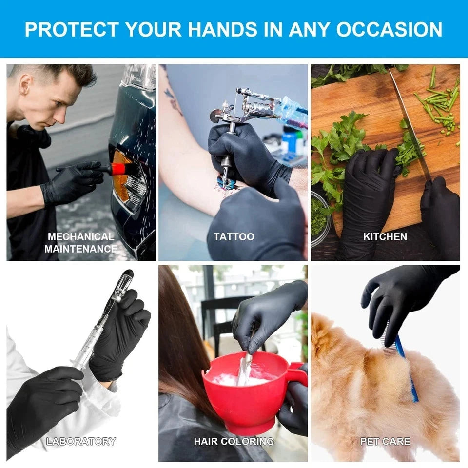 6 Mil Black Nitrile Gloves Disposable Heavy Duty Powder Free Latex Free XXL 3 BX. Bundle