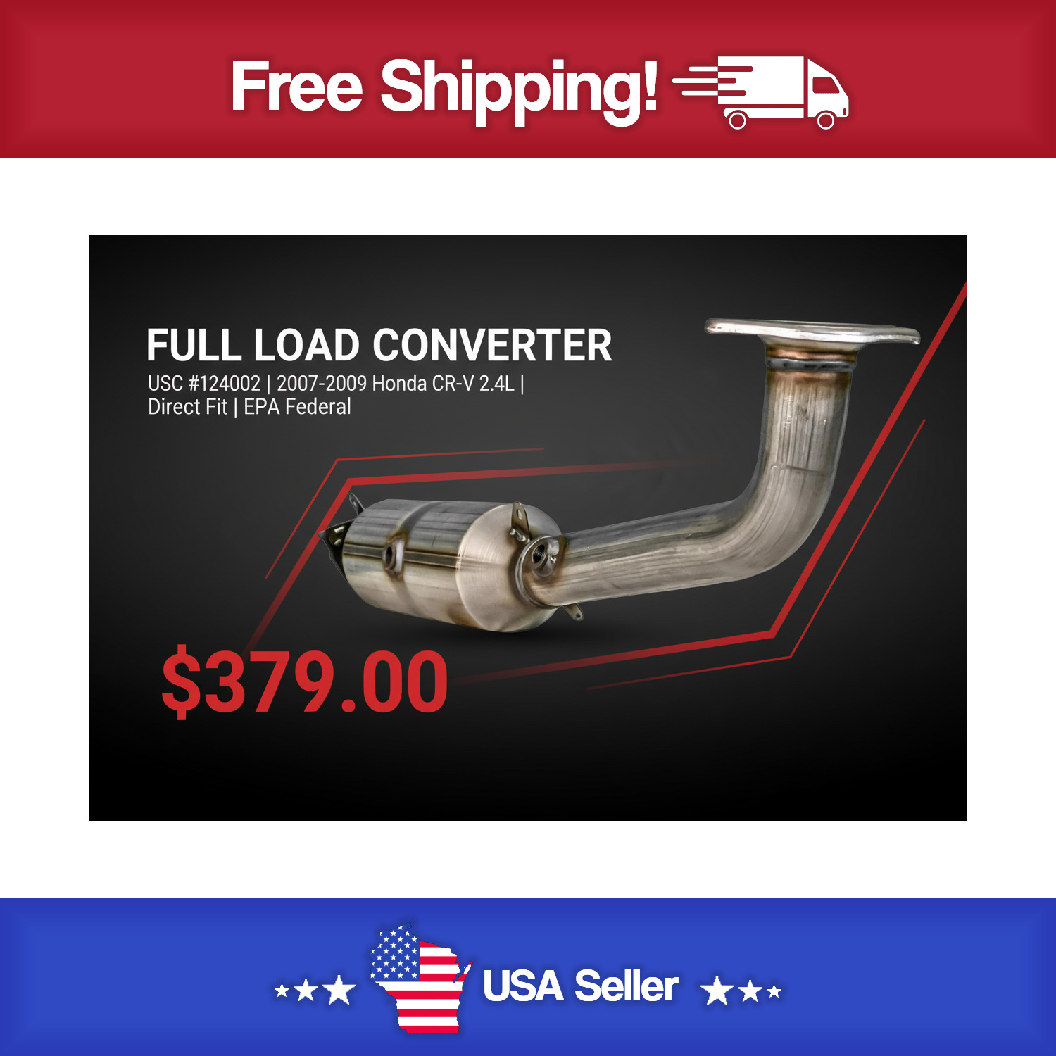 USC 124002 Direct-Fit Catalytic Converter – 2007-2009 Honda CR-V 2.4L