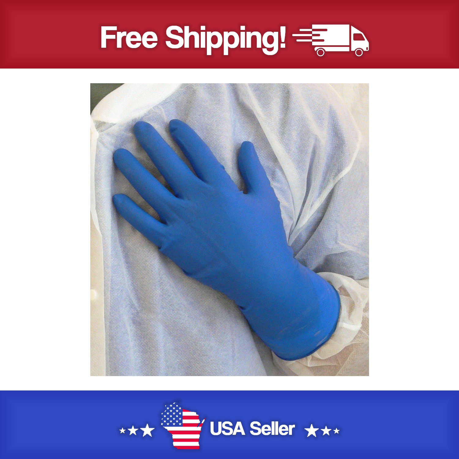 8 Mil Blue Nitrile Gloves Disposable Heavy Duty Powder Free Latex Free Large 3 Bx Bundle