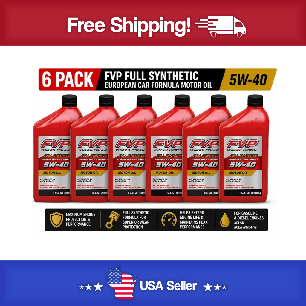 FVP 5W-40 Full Synthetic Motor Oil 6 Pack Of 1 Quart Bottles