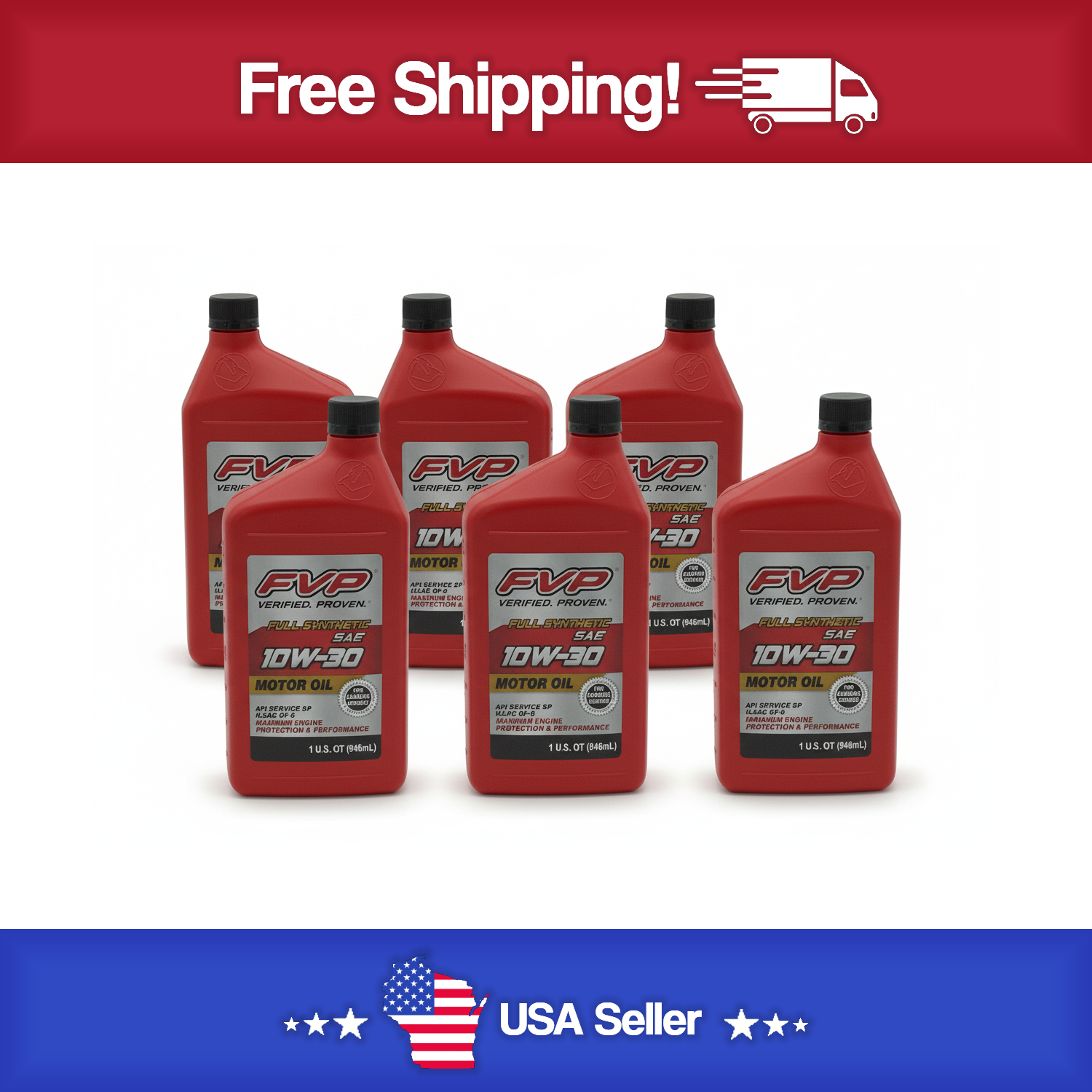 FVP 10W-30 Full Synthetic Motor Oil 6 Pack Of 1 Qt.
