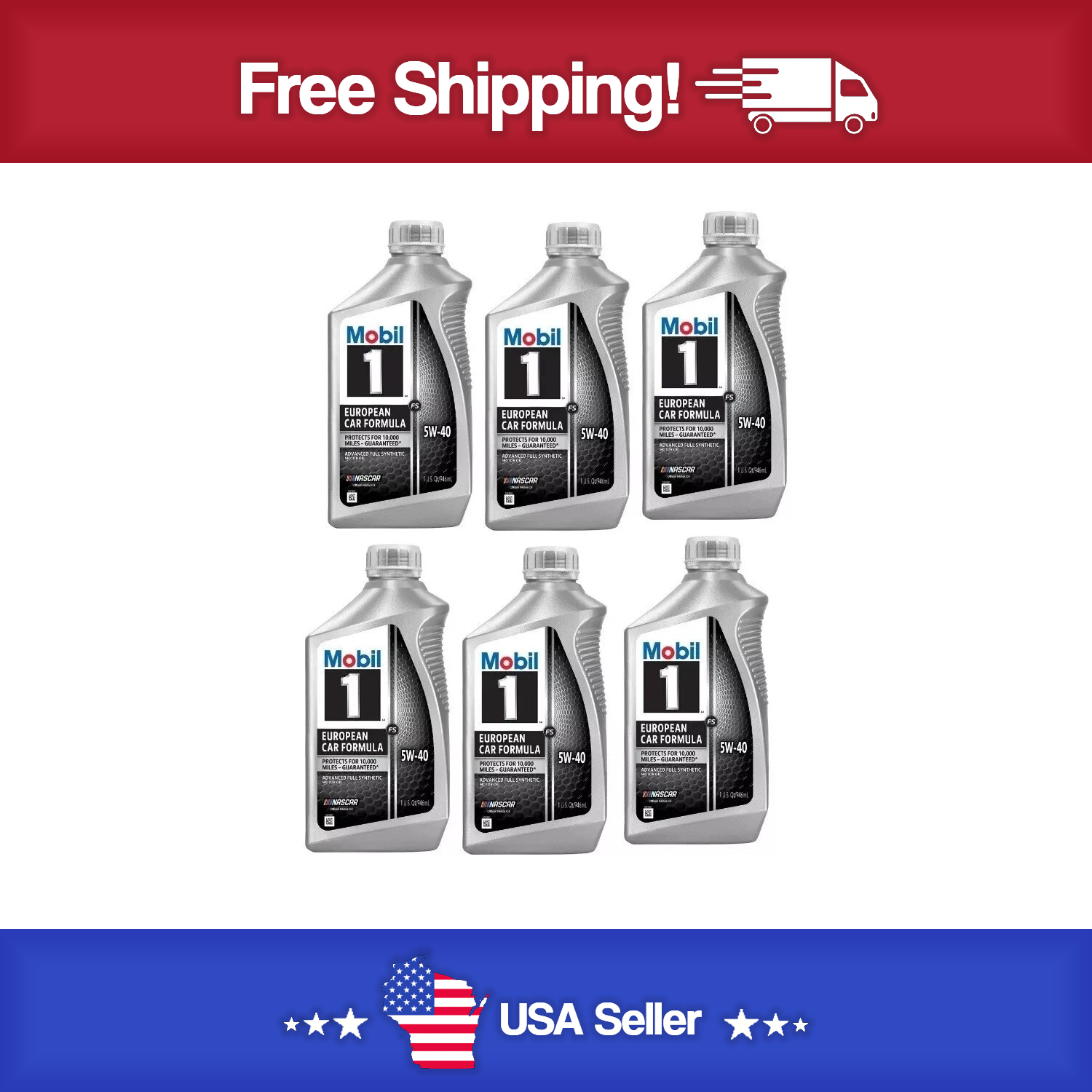 Mobil 1 FS European Car Formula Full Synthetic Motor Oil 5W-40, 6 Pack of 1 Qt.
