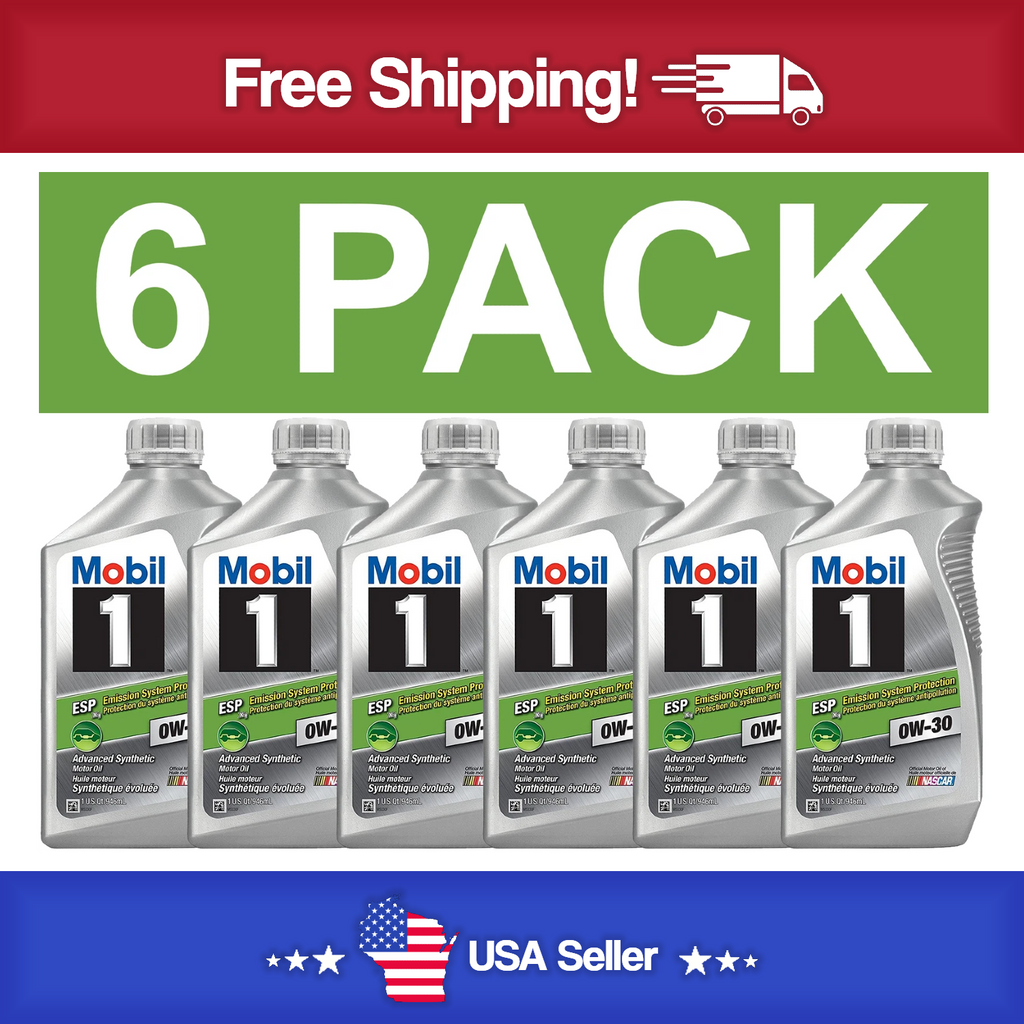 6 Pack Mobil 1 121218 0W-30 ESP Motor Engine Oil - 1 Quart New Free Shipping