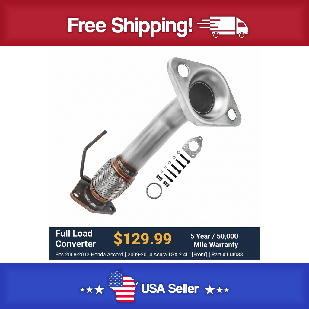 Exhaust Pipe for 2008-2012 Honda Accord | 2009-2014 Acura TSX 2.4L L4 [Front] | Direct-Fit | Part #114038 | 5/50 Warranty