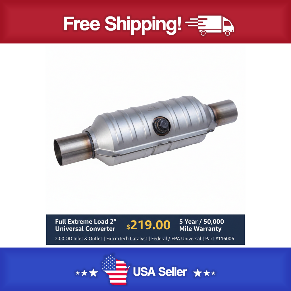 Full Extreme Load 2" Universal Catalytic Converter | ExtrmTech | Federal / EPA | Part #116006 | 5/50 Warranty