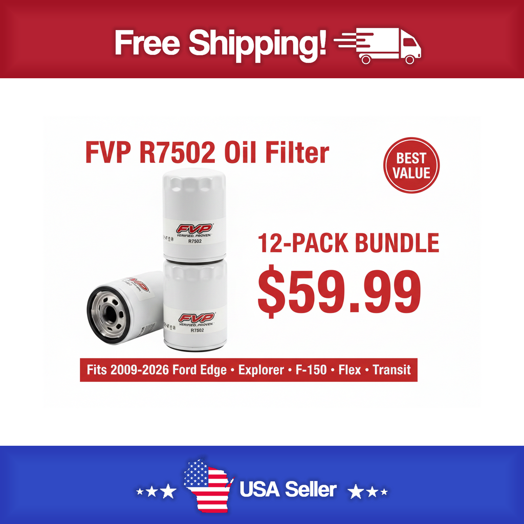 FVP R7502 Oil Filter 12 Pack - Fits 2009-2026 Ford Edge , Explorer , F150 , Flex & Transit
