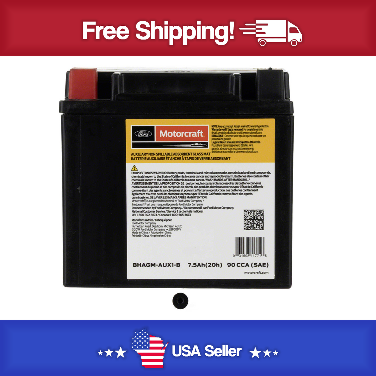 Motorcraft BHAGMAUX1B Vehicle Battery - Fits 2021-25 Ford F150'S - OEM Ford