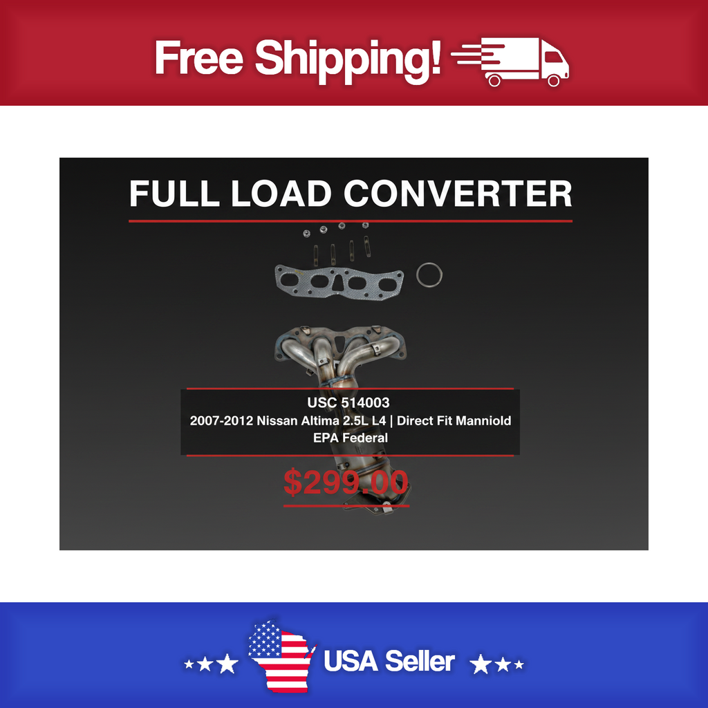 USC 514003 Direct-Fit Manifold Catalytic Converter – 2007-2012 Nissan Altima 2.5L L4